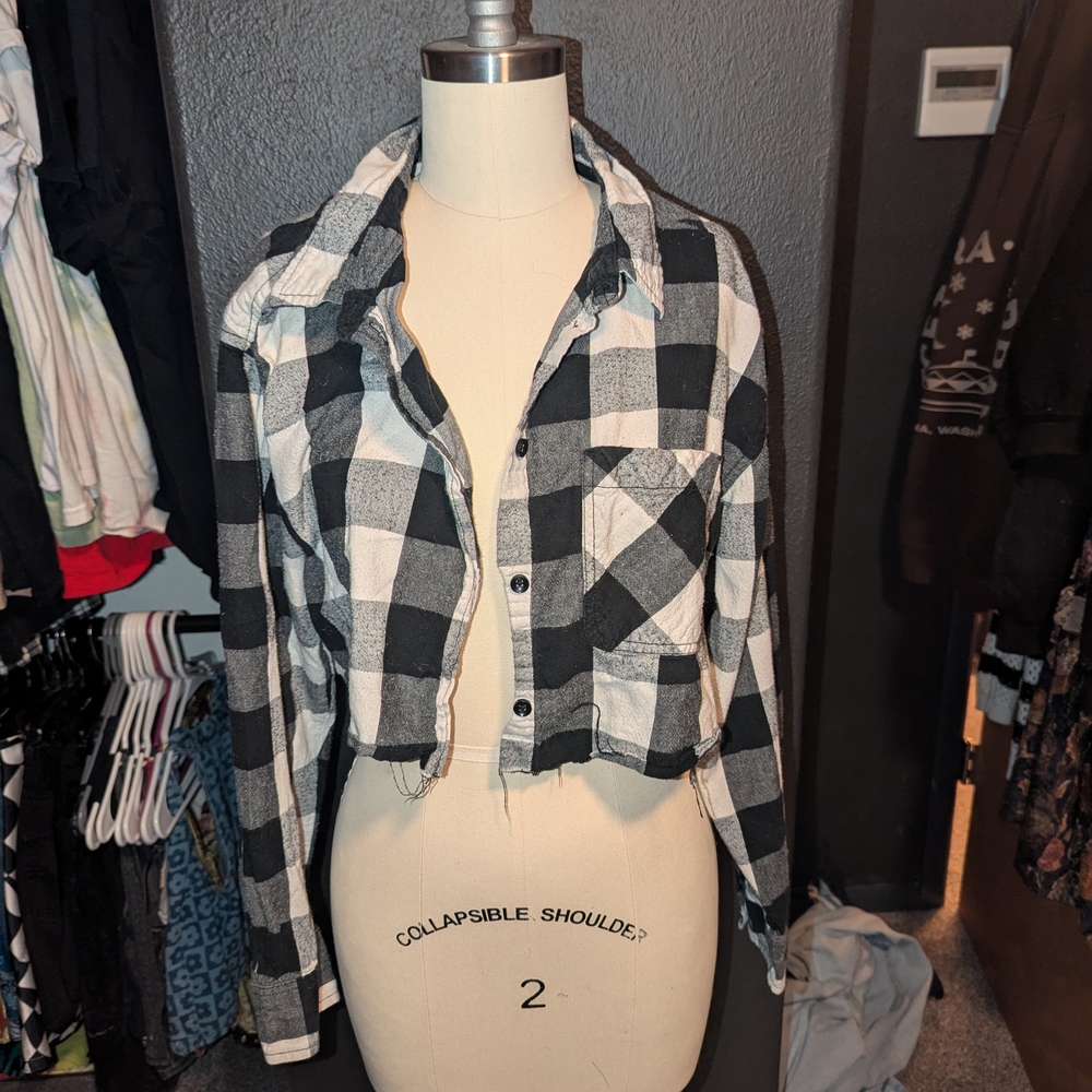 Black and White Checkered Button Down Shirt